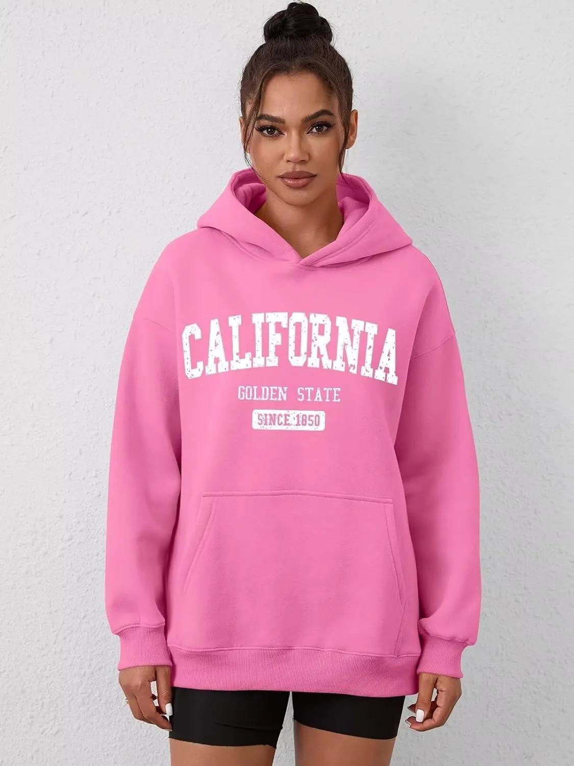 ORANDESIGNE Womens Oversized Letter Print Hoodies Graphic Fleece Sweatshirts Long Sleeve Pullover with Pocket 2025