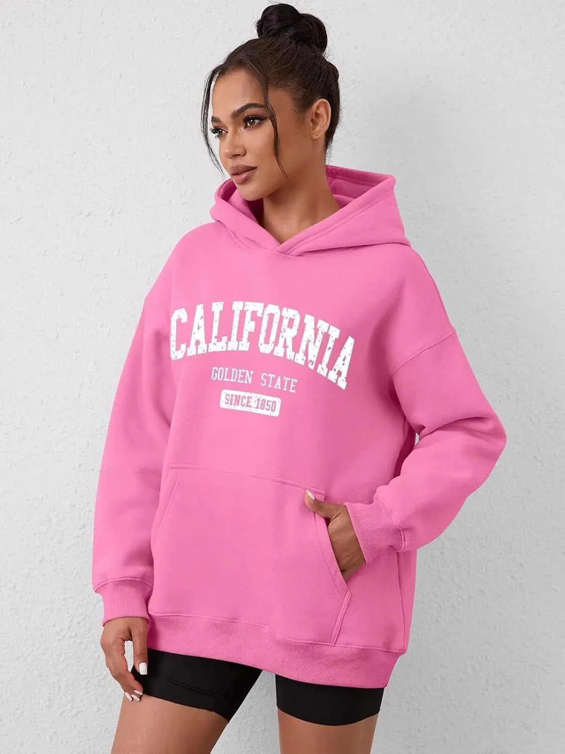 ORANDESIGNE Womens Oversized Letter Print Hoodies Graphic Fleece Sweatshirts Long Sleeve Pullover with Pocket 2025