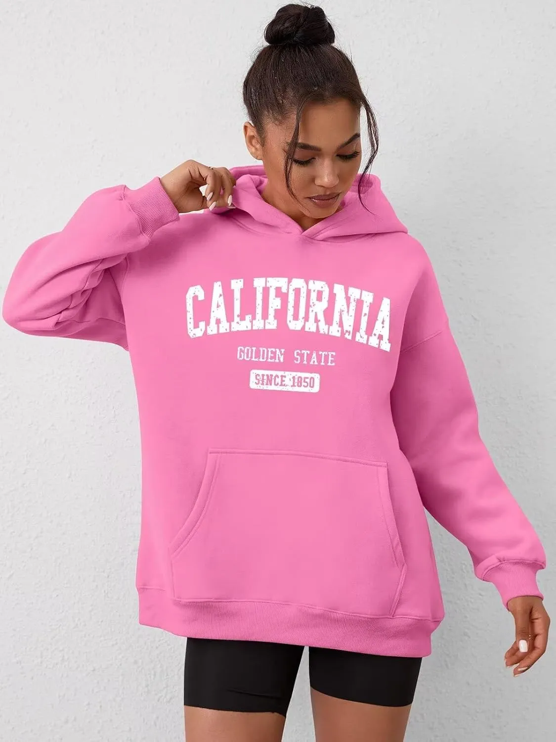 ORANDESIGNE Womens Oversized Letter Print Hoodies Graphic Fleece Sweatshirts Long Sleeve Pullover with Pocket 2025