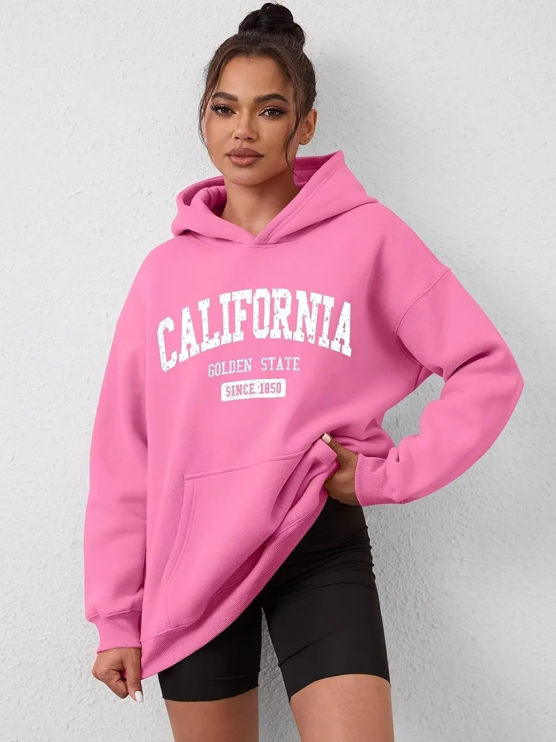 ORANDESIGNE Womens Oversized Letter Print Hoodies Graphic Fleece Sweatshirts Long Sleeve Pullover with Pocket 2025