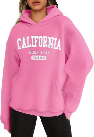 ORANDESIGNE Womens Oversized Letter Print Hoodies Graphic Fleece Sweatshirts Long Sleeve Pullover with Pocket 2025