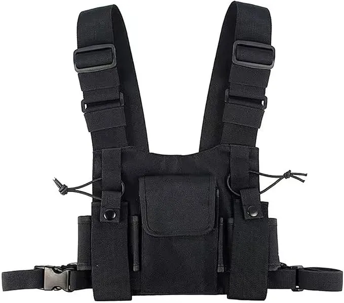 Ousawig Universal Radio Chest Harness Bag Tactical Chest Front Pack Pouch Holster Vest for Two Way Radio Walkie Talkie