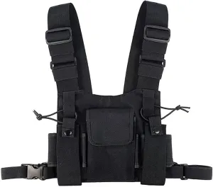 Ousawig Universal Radio Chest Harness Bag Tactical Chest Front Pack Pouch Holster Vest for Two Way Radio Walkie Talkie