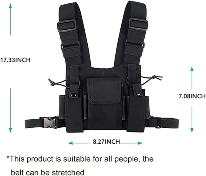 Ousawig Universal Radio Chest Harness Bag Tactical Chest Front Pack Pouch Holster Vest for Two Way Radio Walkie Talkie