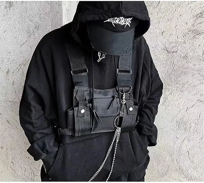 Ousawig Universal Radio Chest Harness Bag Tactical Chest Front Pack Pouch Holster Vest for Two Way Radio Walkie Talkie