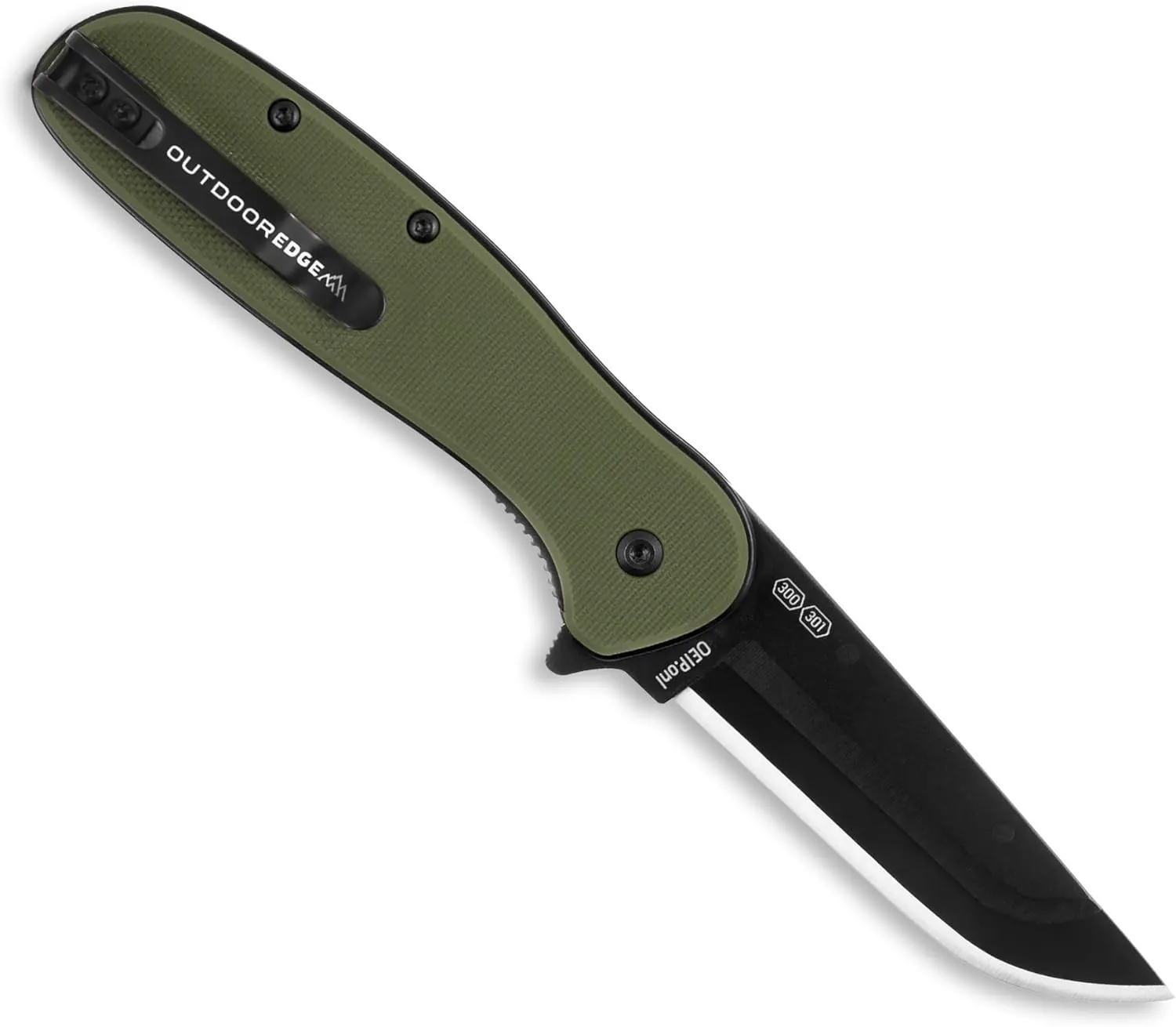 OUTDOOR EDGE - Razor VX2 | Green G10 with Black Drop Point | Replaceable Blade EDC Folding Pocket Knife | 3" Stainless Blade, Reversible Pocket Clip