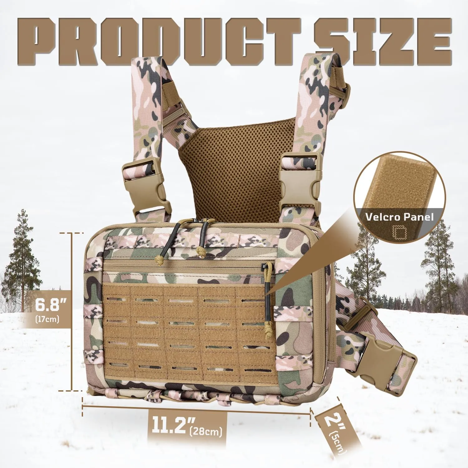 Outdoor Tactical Chest Bag Chest Rig Pack EDC Molle Utility Chest Pouch for Workouts Hiking Fishing
