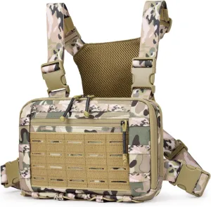 Outdoor Tactical Chest Bag Chest Rig Pack EDC Molle Utility Chest Pouch for Workouts Hiking Fishing