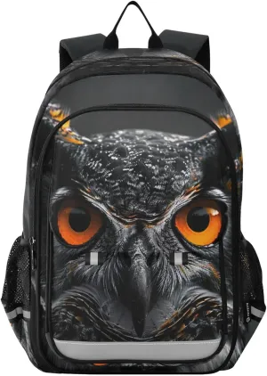 Owl Close-up Eyes Print Backpack for Boys Middle-School Elementary Bookbags 20325408