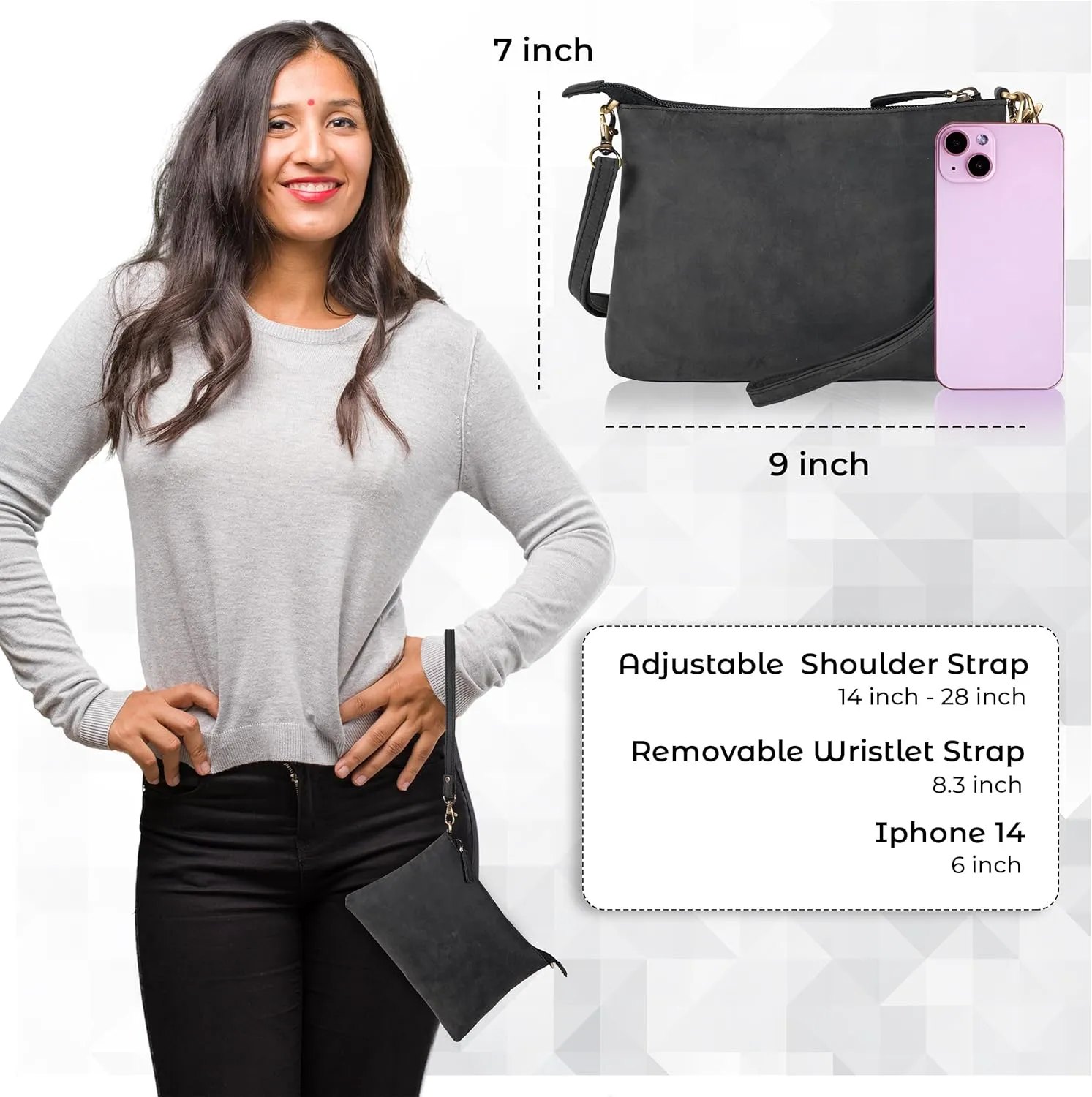 Ozora Leather Small Crossbody Purses for Women Mini Travel Purse with Adjustable Strap Leather Wristlet Purses