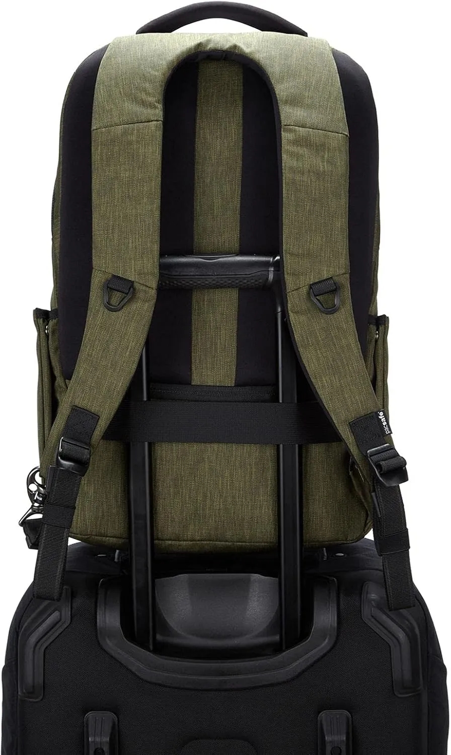 Pacsafe Metrosafe X Anti Theft 25L Backpack - With Padded 15" Laptop Sleeve, Tweed Green (30645517)
