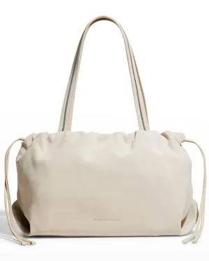 Panama Suede Drawstring Top Handle Bag