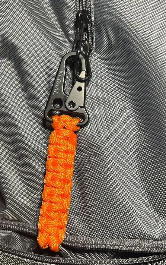 Paracord Keychain with Carabiner, Key Fob Braided Lanyard Keychain with Utility Ring & Enlarged Mouth Clip