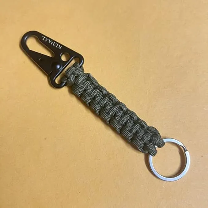 Paracord Keychain with Carabiner, Key Fob Braided Lanyard Keychain with Utility Ring & Enlarged Mouth Clip
