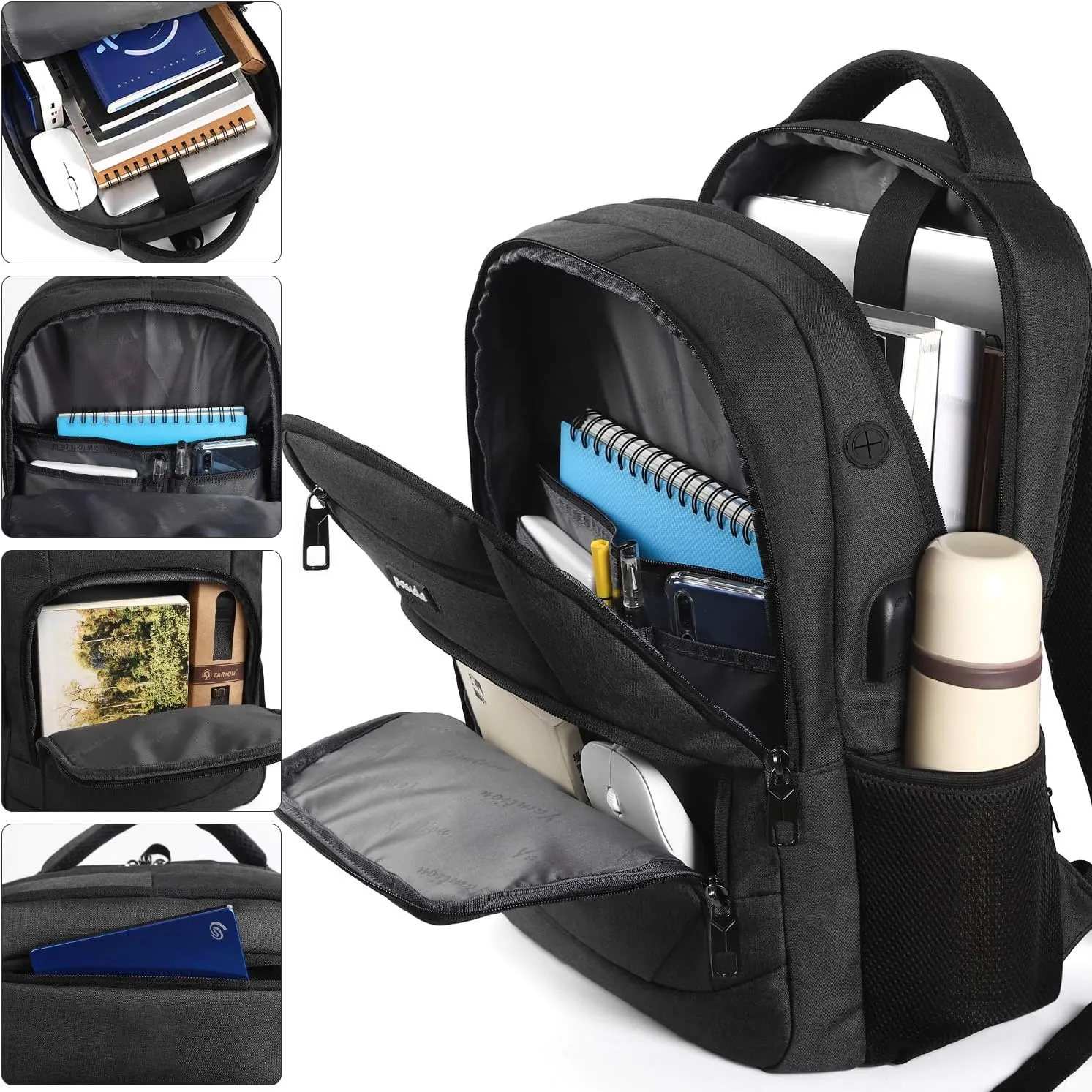 Paude Backpack for Men and Women,School Backpack for Teens,15.6 inch Laptop Backpack with USB Charging port for Business College Travel