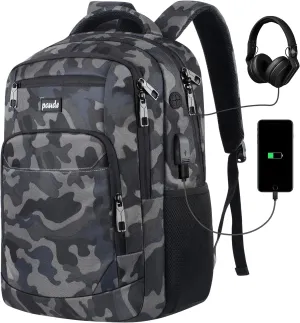 Paude Backpack for Men,College Backpack School Bookbag for Teens,Laptop Bookbag with USB Port and Headphone Hole