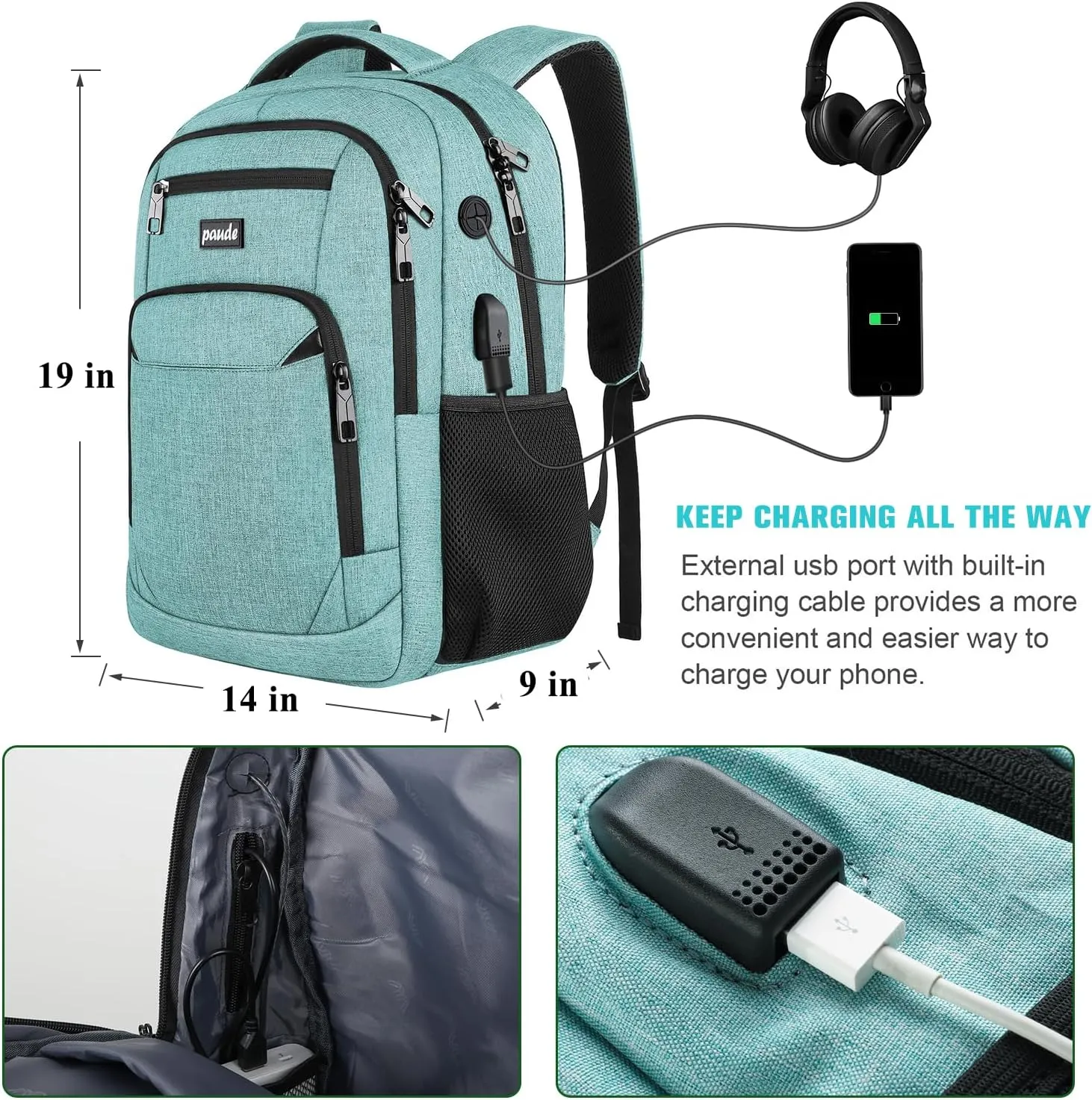 Paude School Backpack,17.3 Inch Laptop Backpack Women Bookbag Rucksack for Teen Girls,School Bags for Teens