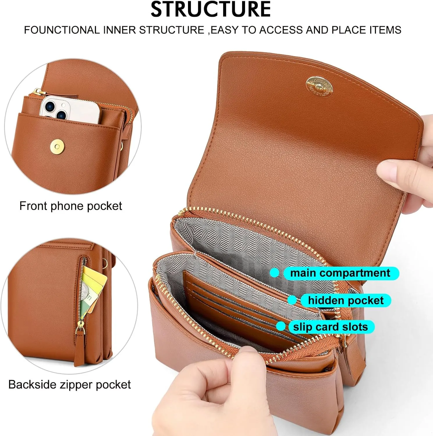 Peacocktion Small Crossbody Bags for Women, Trendy Cell Phone Cross Body Purses with Card Slots