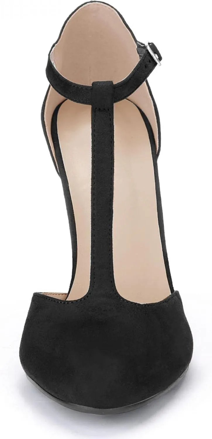 Perphy Mary Janes Pumps T-Strap Ankle Strap Stiletto Heels for Women
