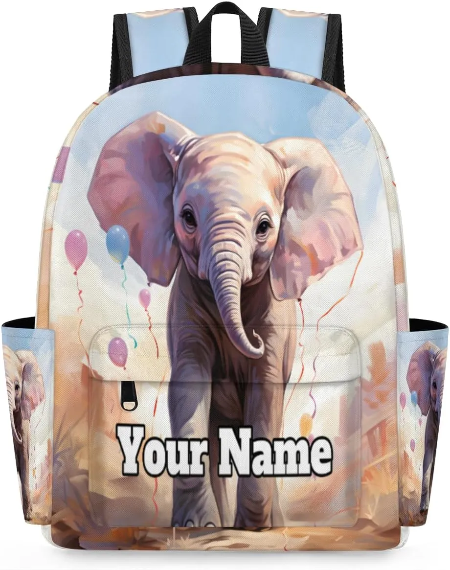 Personalized African Elephant Preschool Toddler Backpack for Boys Girls Custom Kids Name Small Bookbags Kindergarten Elementary Backpack, Elephant Design