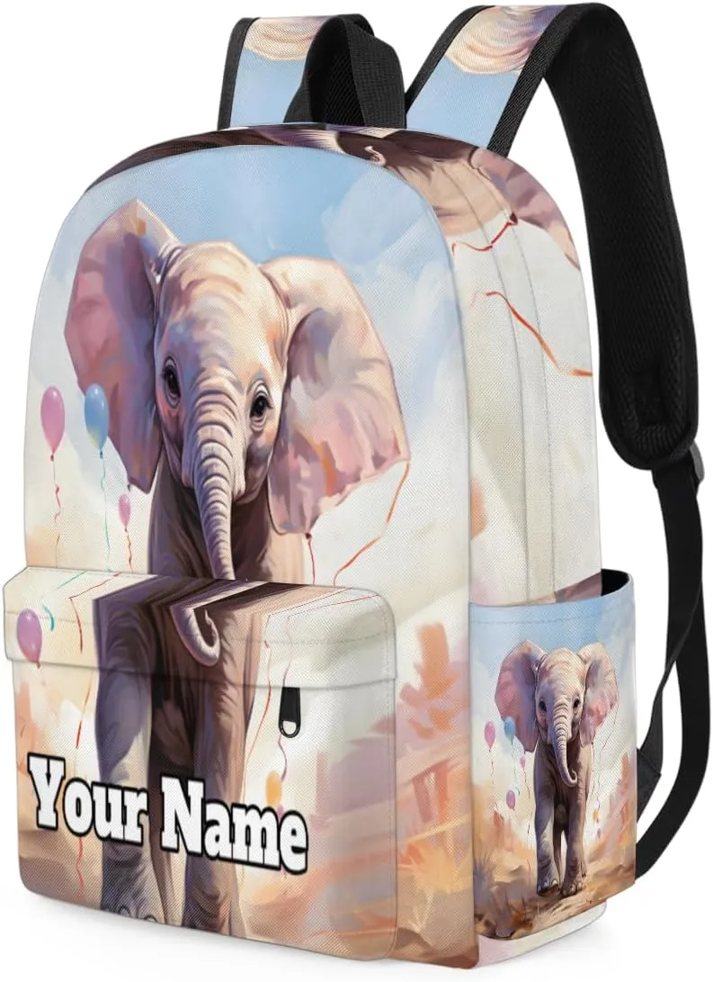 Personalized African Elephant Preschool Toddler Backpack for Boys Girls Custom Kids Name Small Bookbags Kindergarten Elementary Backpack, Elephant Design