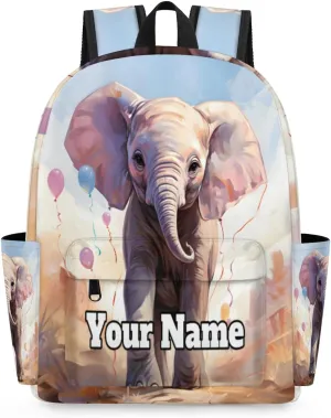 Personalized African Elephant Preschool Toddler Backpack for Boys Girls Custom Kids Name Small Bookbags Kindergarten Elementary Backpack, Elephant Design