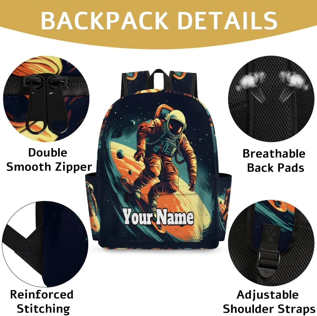 Personalized Astronaut Universe Preschool Toddler Backpack for Boys Girls Custom Kids Name Small Bookbags Kindergarten Elementary Backpack, Space