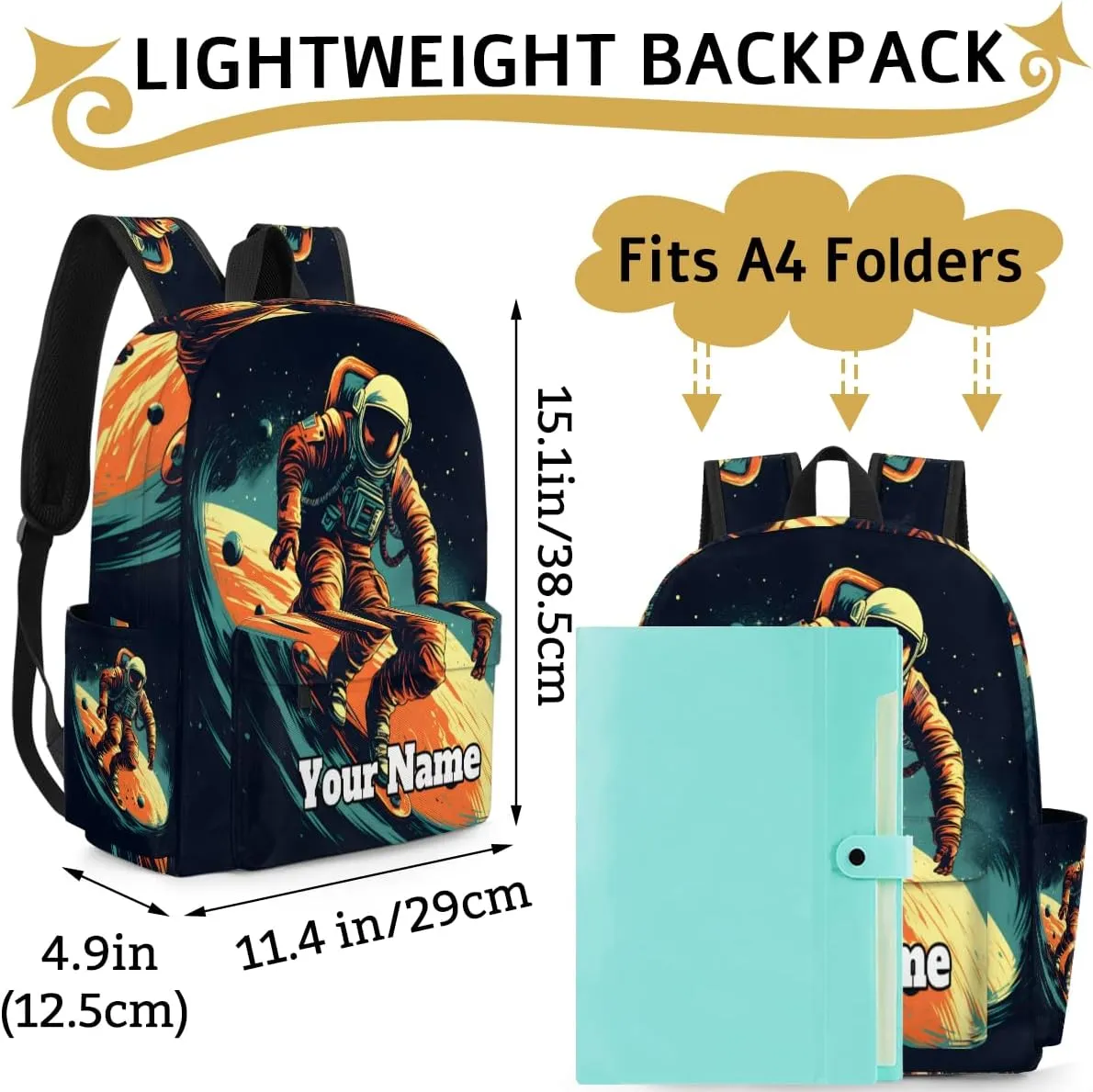 Personalized Astronaut Universe Preschool Toddler Backpack for Boys Girls Custom Kids Name Small Bookbags Kindergarten Elementary Backpack, Space