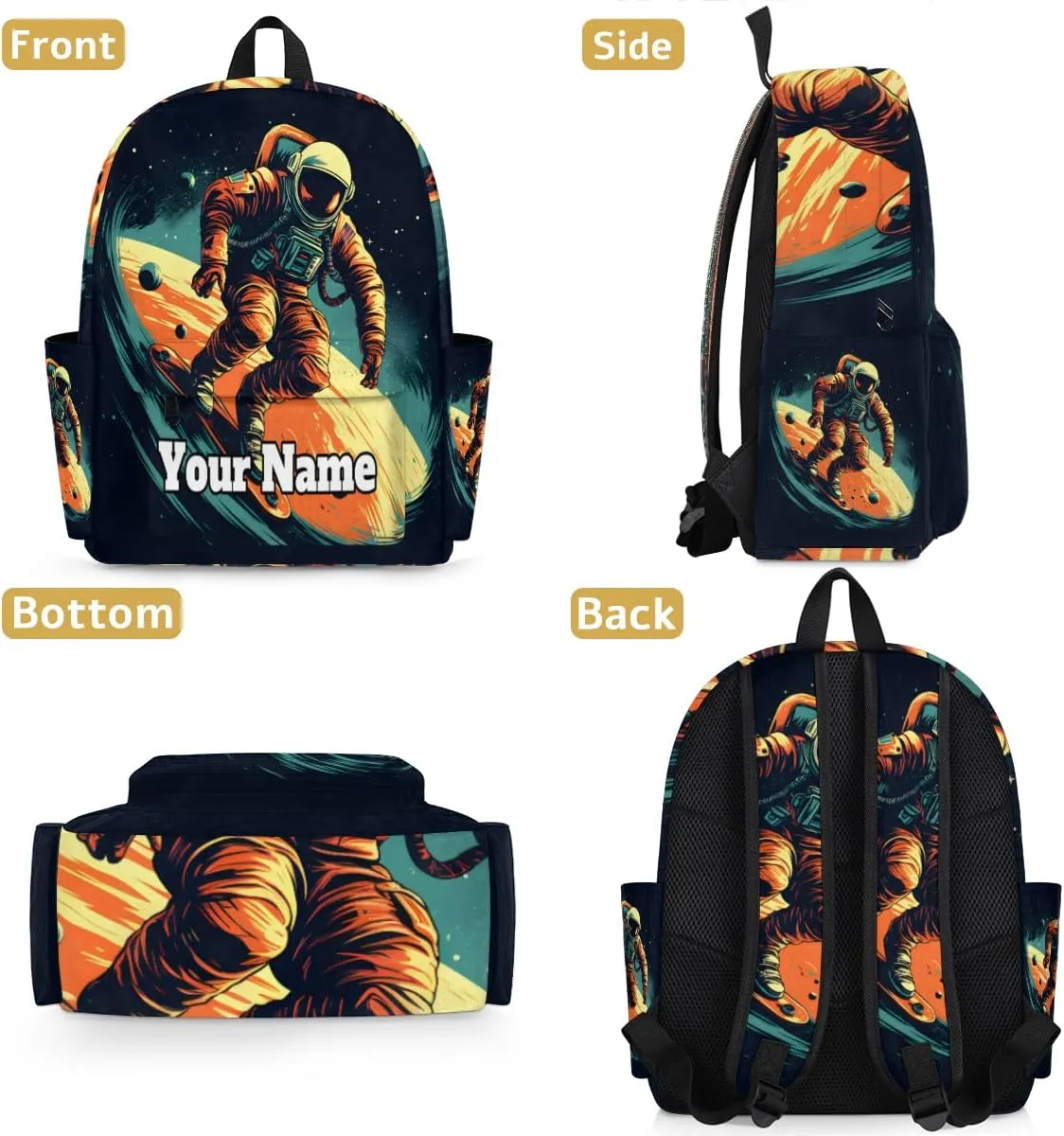 Personalized Astronaut Universe Preschool Toddler Backpack for Boys Girls Custom Kids Name Small Bookbags Kindergarten Elementary Backpack, Space