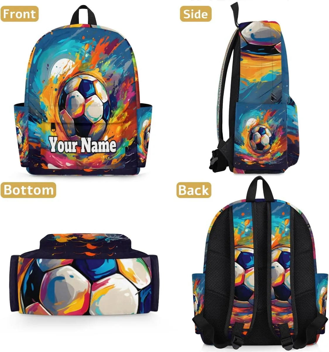 Personalized Burning Soccer Preschool Toddler Backpack for Boys Girls Custom Kids Name Small Bookbags Kindergarten Elementary Backpack, Cute Soccer
