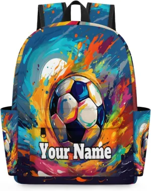 Personalized Burning Soccer Preschool Toddler Backpack for Boys Girls Custom Kids Name Small Bookbags Kindergarten Elementary Backpack, Cute Soccer