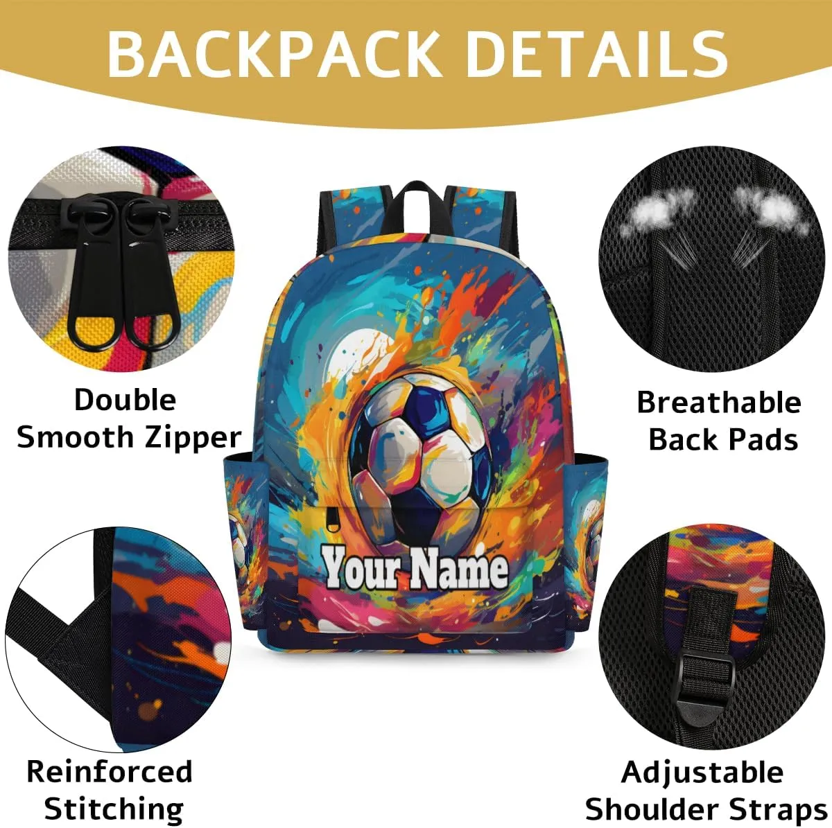 Personalized Burning Soccer Preschool Toddler Backpack for Boys Girls Custom Kids Name Small Bookbags Kindergarten Elementary Backpack, Cute Soccer