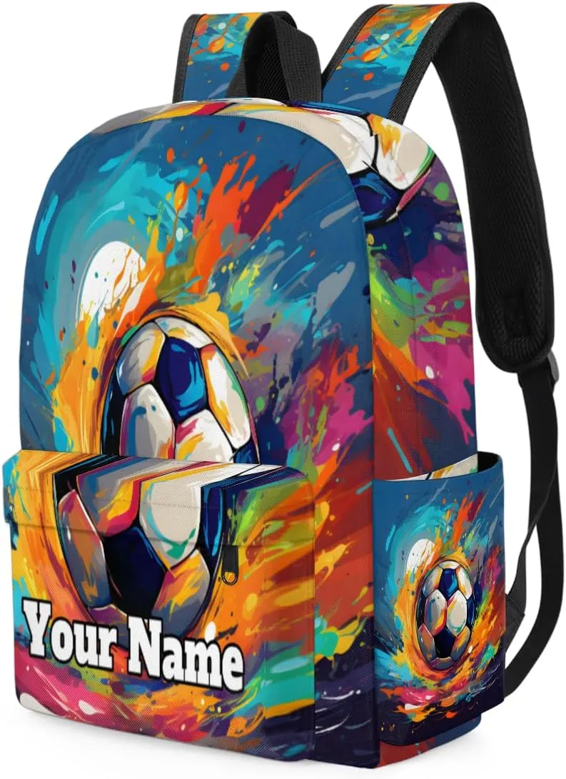 Personalized Burning Soccer Preschool Toddler Backpack for Boys Girls Custom Kids Name Small Bookbags Kindergarten Elementary Backpack, Cute Soccer