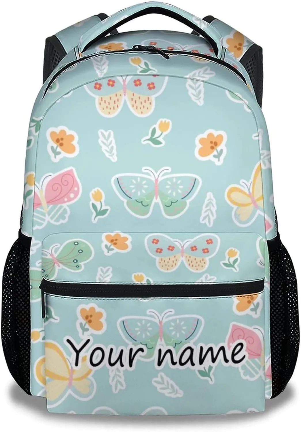 Personalized Butterfly Backpack for Girls - 16 Inch Aesthetic Backpack for School - Green, Large Capacity, Durable, Lightweight Bookbag for Kids Travel