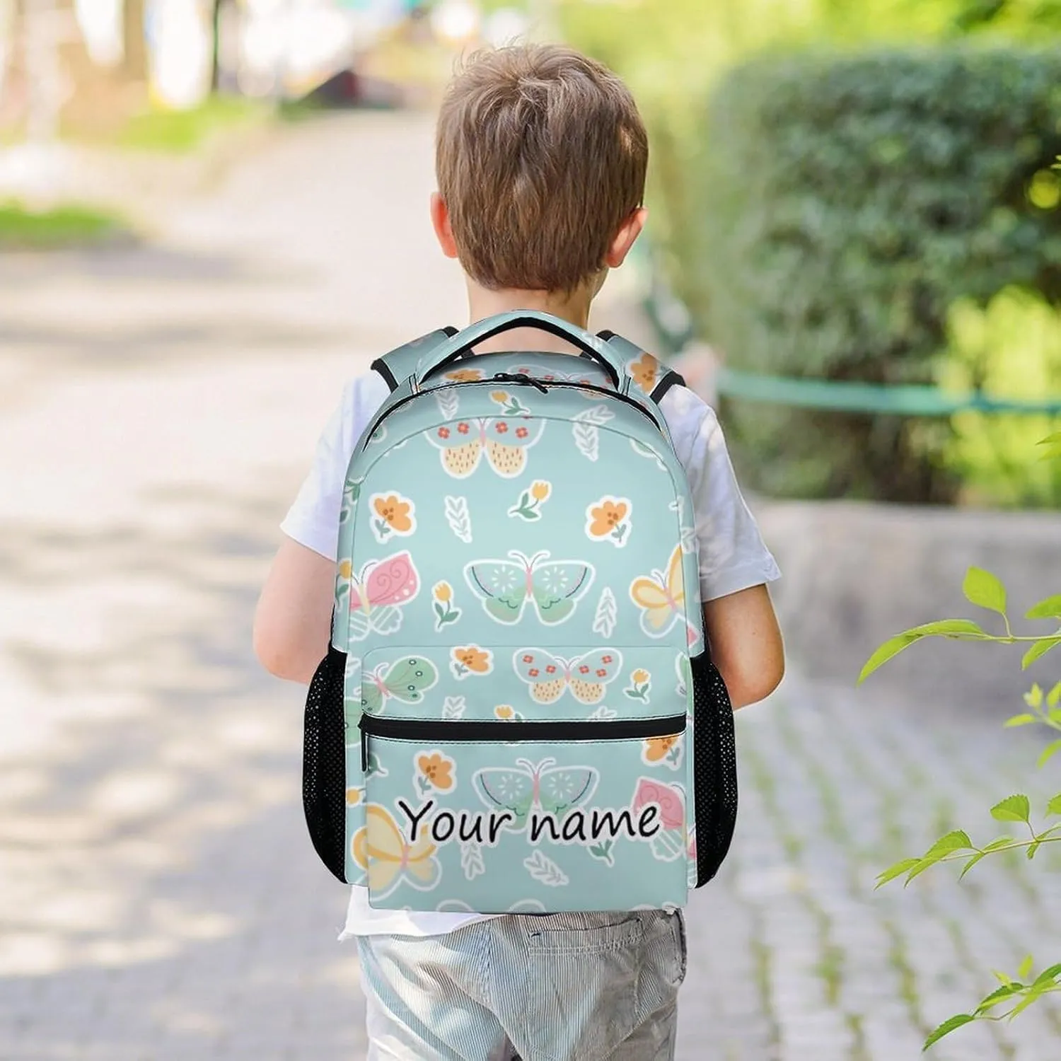 Personalized Butterfly Backpack for Girls - 16 Inch Aesthetic Backpack for School - Green, Large Capacity, Durable, Lightweight Bookbag for Kids Travel