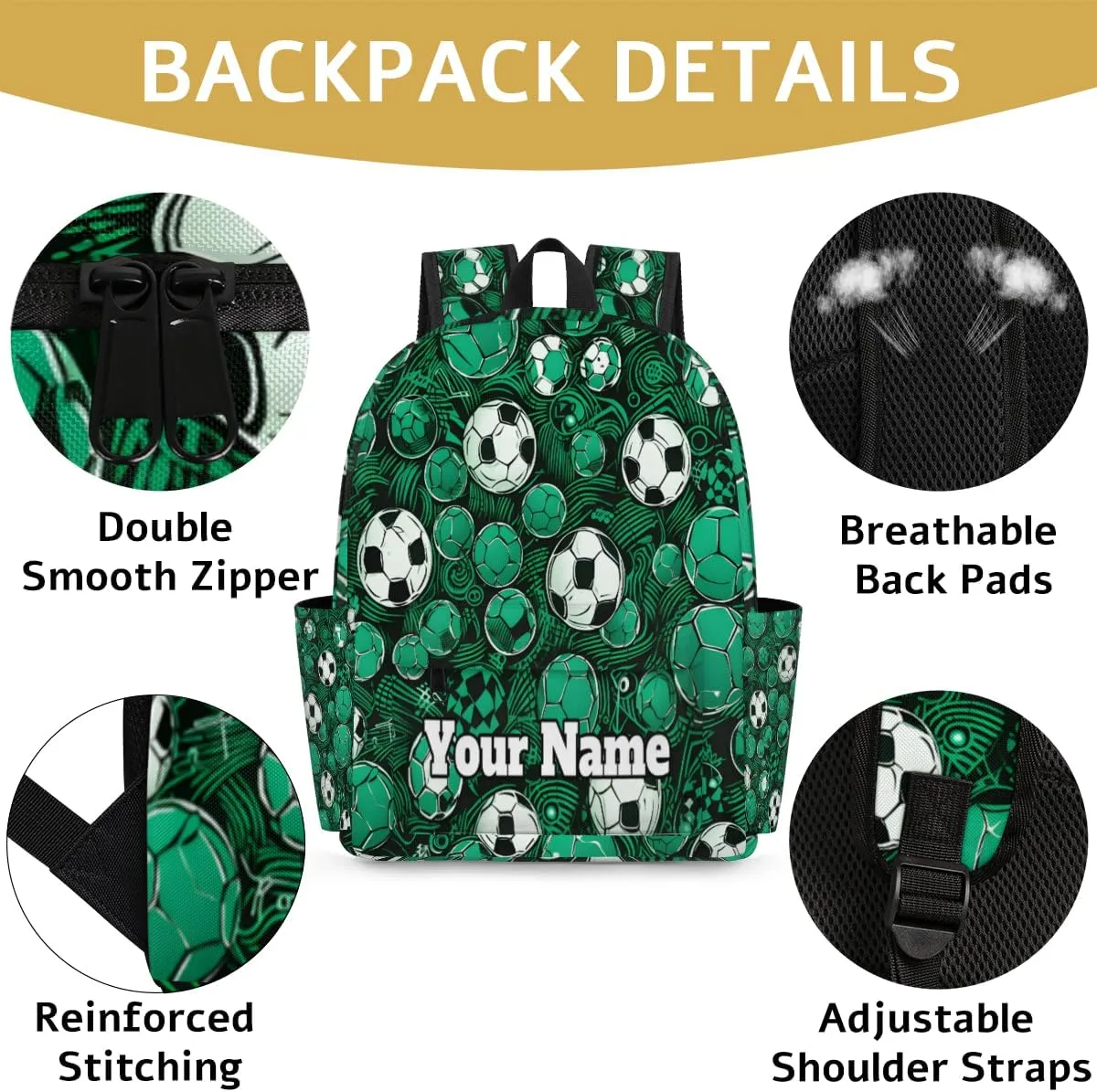 Personalized Cute Footballs Preschool Toddler Backpack for Boys Girls Custom Kids Name Small Bookbags Kindergarten Elementary Backpack, Soccers