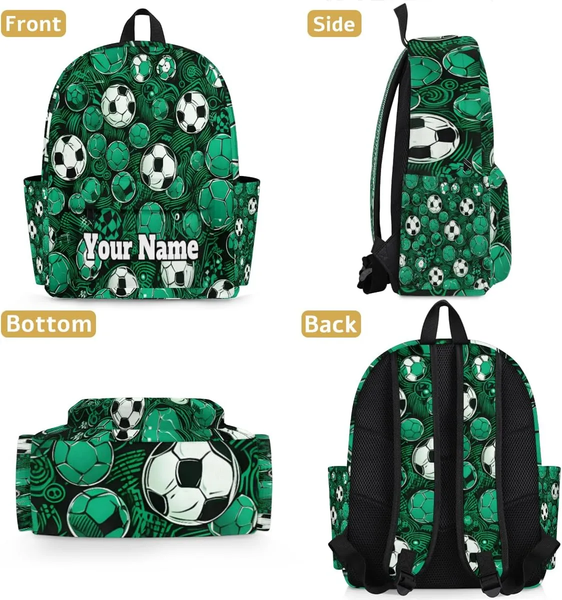 Personalized Cute Footballs Preschool Toddler Backpack for Boys Girls Custom Kids Name Small Bookbags Kindergarten Elementary Backpack, Soccers