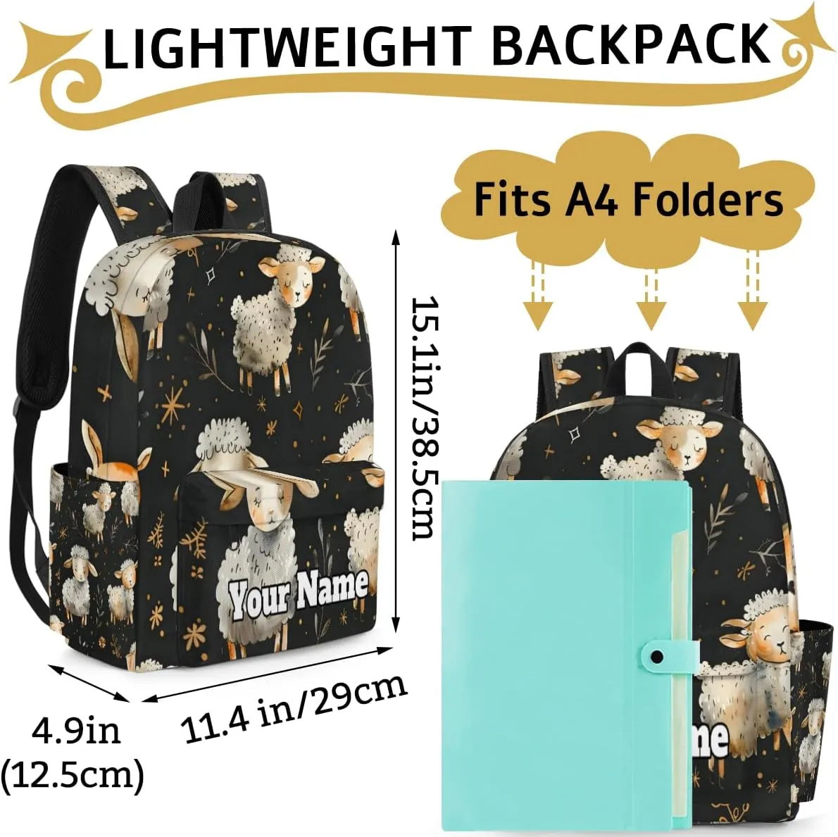 Personalized Cute Sheep Preschool Toddler Backpack for Boys Girls Custom Kids Name Small Bookbags Kindergarten Elementary Backpack, Cute Sheep