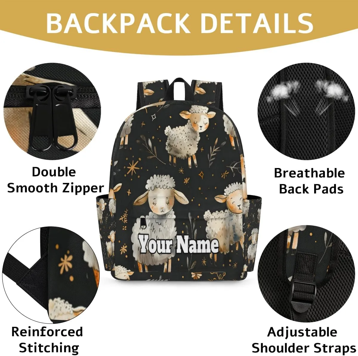 Personalized Cute Sheep Preschool Toddler Backpack for Boys Girls Custom Kids Name Small Bookbags Kindergarten Elementary Backpack, Cute Sheep