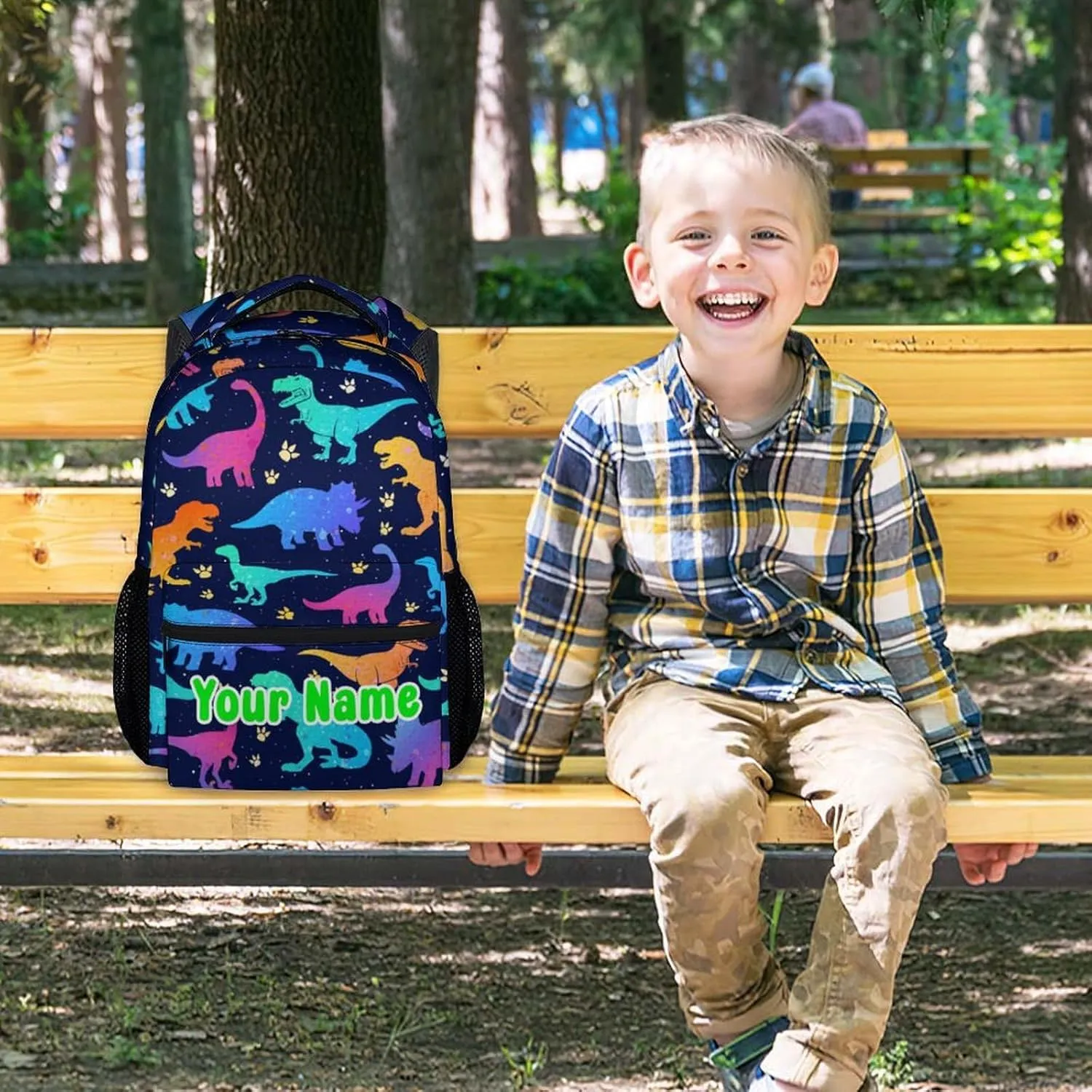 Personalized Dinosaur Backpack for Boys Girls, School Backpack for Kids, 17 Inch Kids Bookbag for Elementary Middle School, Funny, Colorful Durable Girls Dinosaur Backpacks