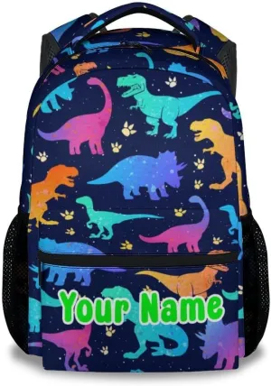 Personalized Dinosaur Backpack for Boys Girls, School Backpack for Kids, 17 Inch Kids Bookbag for Elementary Middle School, Funny, Colorful Durable Girls Dinosaur Backpacks