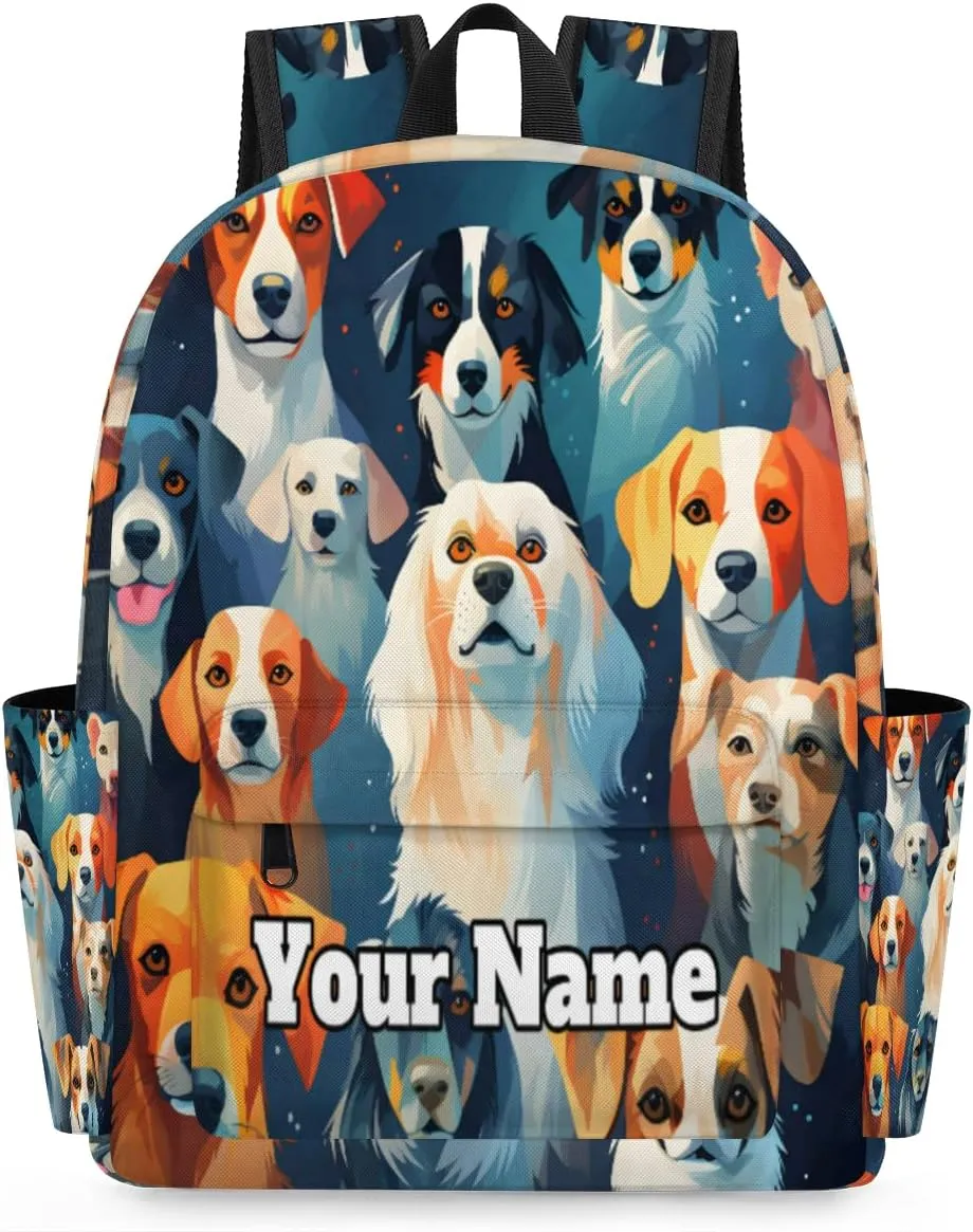 Personalized Dog Print Preschool Toddler Backpack for Boys Girls Custom Kids Name Small Bookbags Kindergarten Elementary Backpack, Pet Dogs