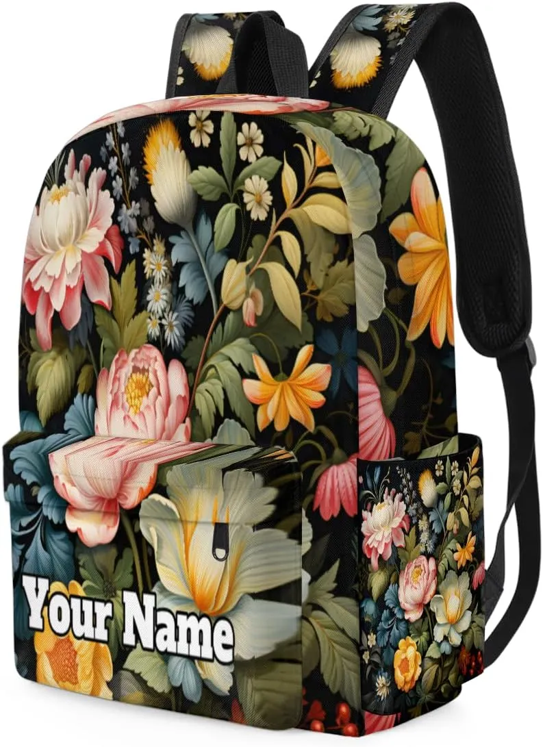 Personalized Flowers Spring Preschool Toddler Backpack for Boys Girls Custom Kids Name Small Bookbags Kindergarten Elementary Backpack, Floral