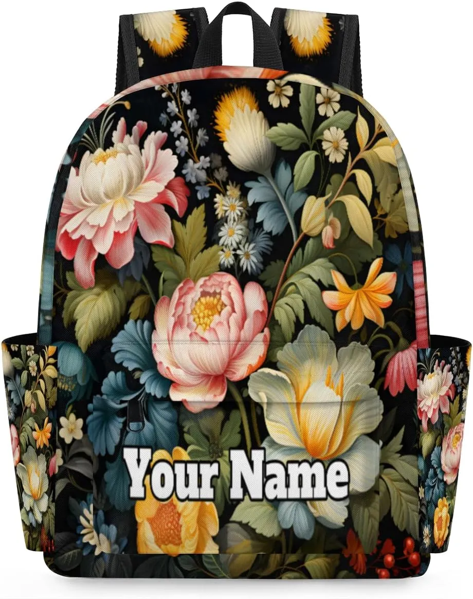 Personalized Flowers Spring Preschool Toddler Backpack for Boys Girls Custom Kids Name Small Bookbags Kindergarten Elementary Backpack, Floral