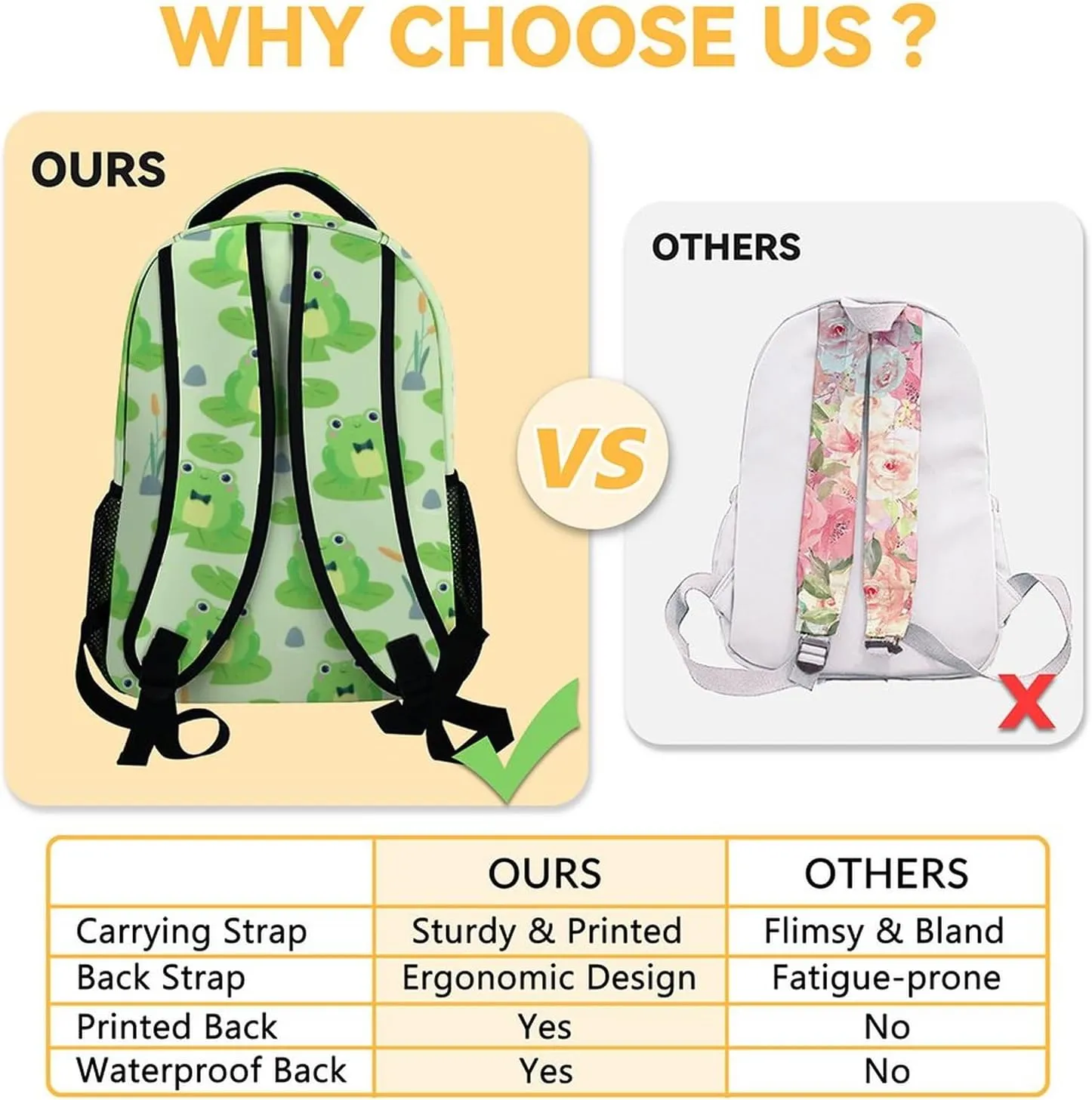 Personalized Frog Backpacks for Girls Boys, 16 Inch Cute Backpack for School, Green, Large Capacity, Durable, Lightweight Bookbag for Kids Travel