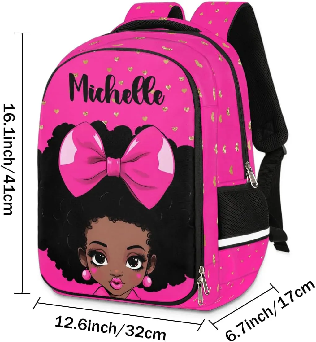 Personalized Kids Backpack Custom Backpack Schoolbag Children Bookbag for Girls Hot Pink Bow Princess