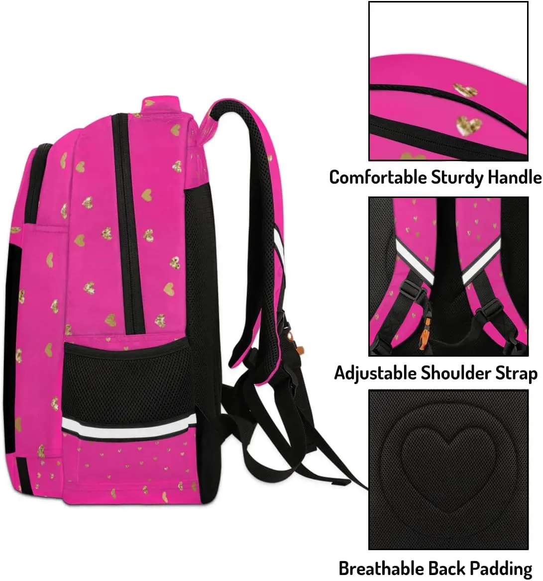 Personalized Kids Backpack Custom Backpack Schoolbag Children Bookbag for Girls Hot Pink Bow Princess