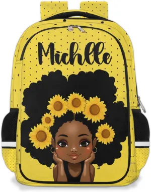 Personalized Kids Backpack Custom Backpack Schoolbag Children Bookbag for Girls Sunflower Dot Princess