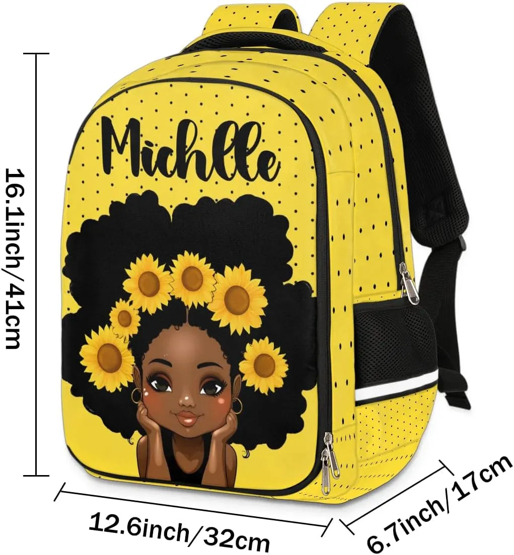 Personalized Kids Backpack Custom Backpack Schoolbag Children Bookbag for Girls Sunflower Dot Princess