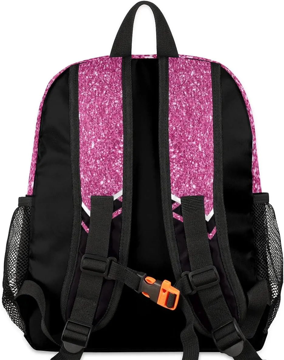 Personalized Kids Cheer Backpack for Girls Boy Cheerleader Backpack Nursery Bookbag Travel Children Lightweight Custom School Bag Rose Red Glitter